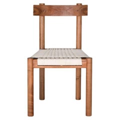 Modern Solid Wood Chair with Hand-Woven Seat