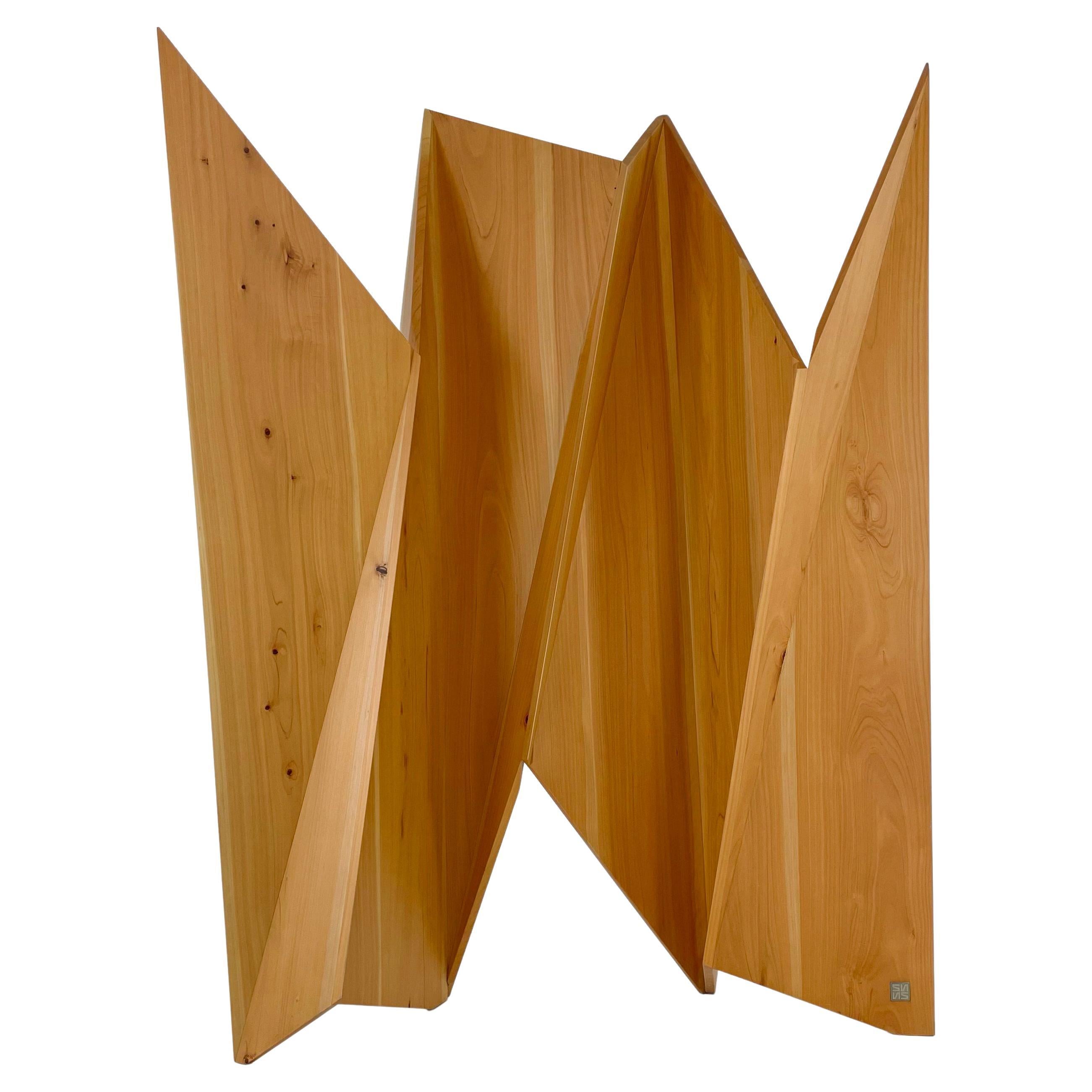 Modern Wood Sculpture Wall Screen / Room Divider by Pierre Sarkis For Sale