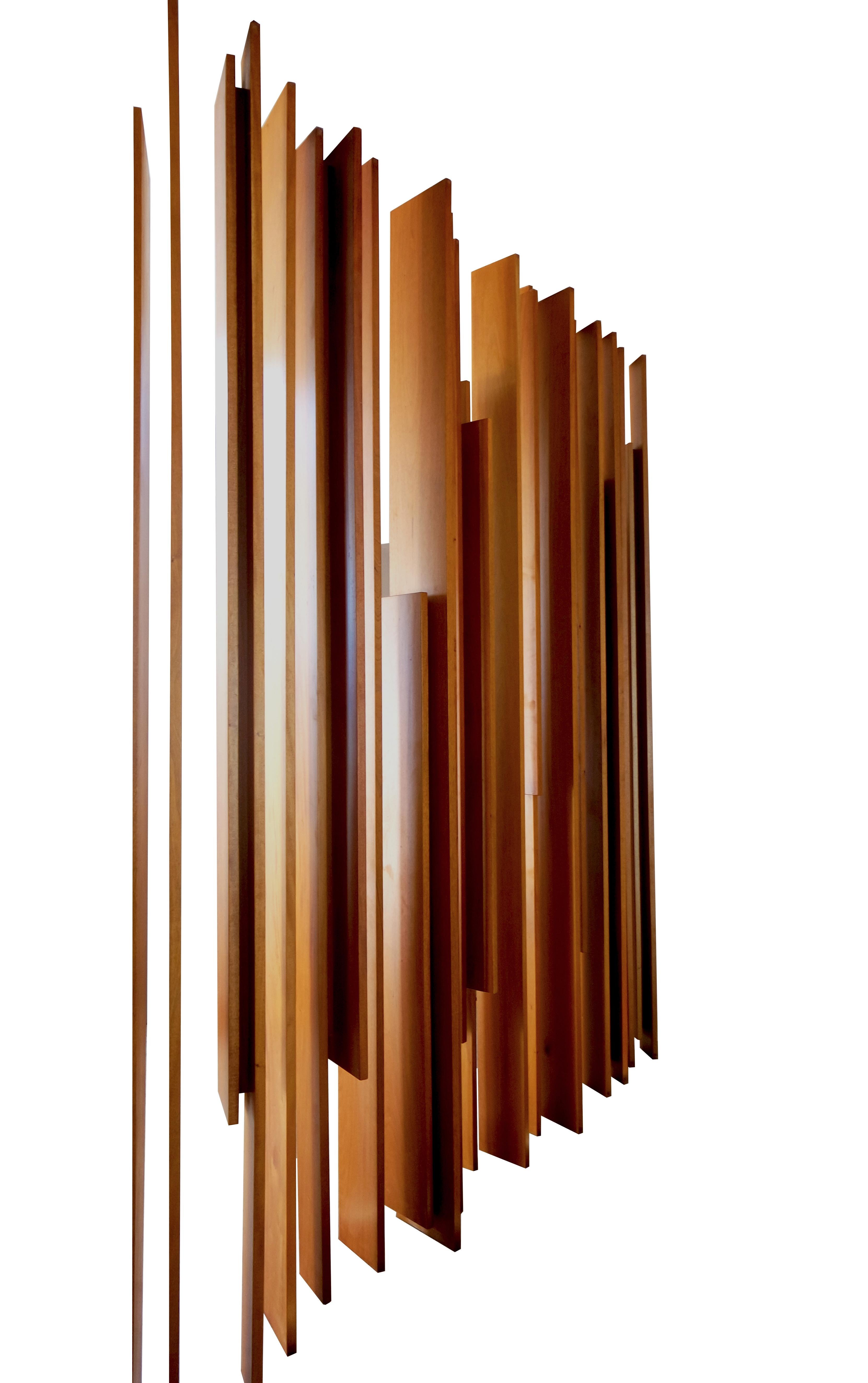 Modern Wood Sculpture Wall Screen / Room Divider by Pierre Sarkis For Sale