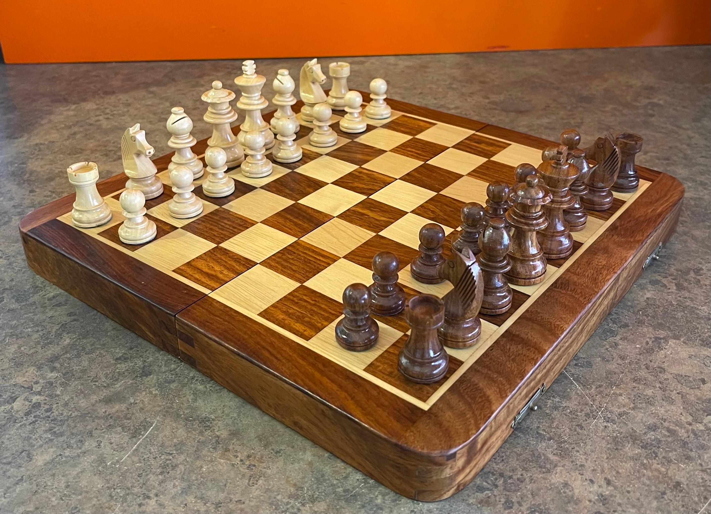 Modern Solid Wood Travel Chess Set by Dal Negro 9
