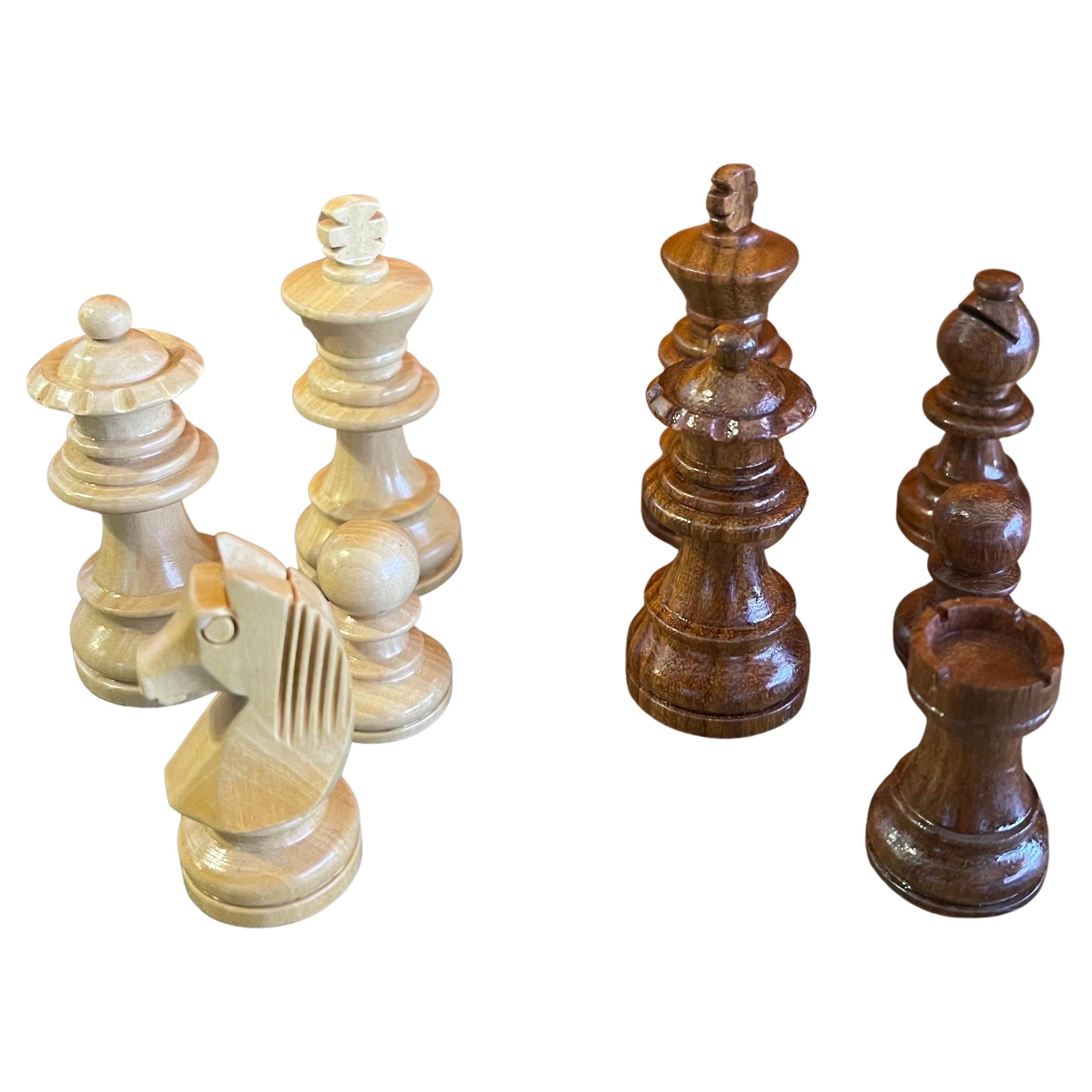 Italian Modern Solid Wood Travel Chess Set by Dal Negro