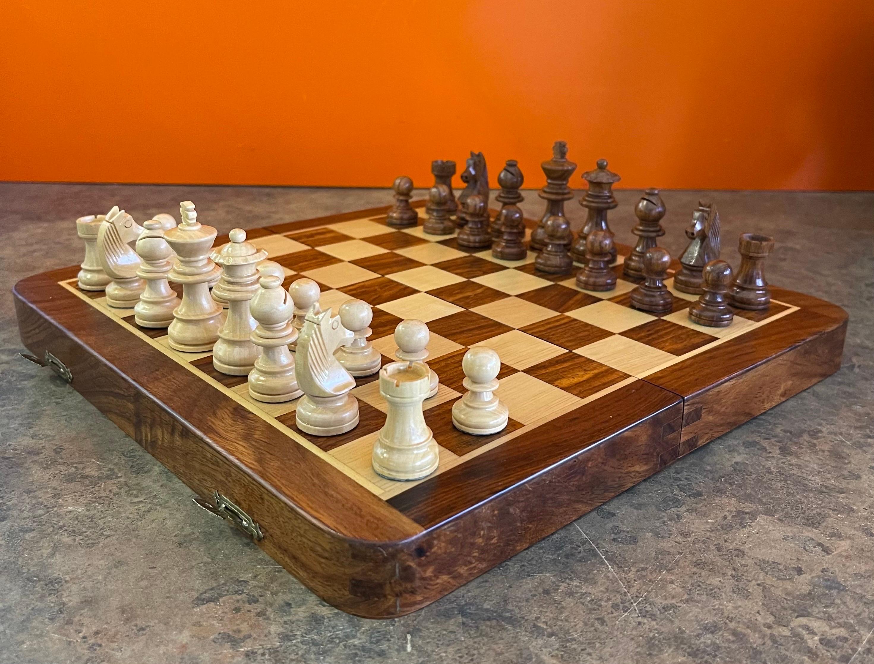 Modern Solid Wood Travel Chess Set by Dal Negro In Good Condition In San Diego, CA