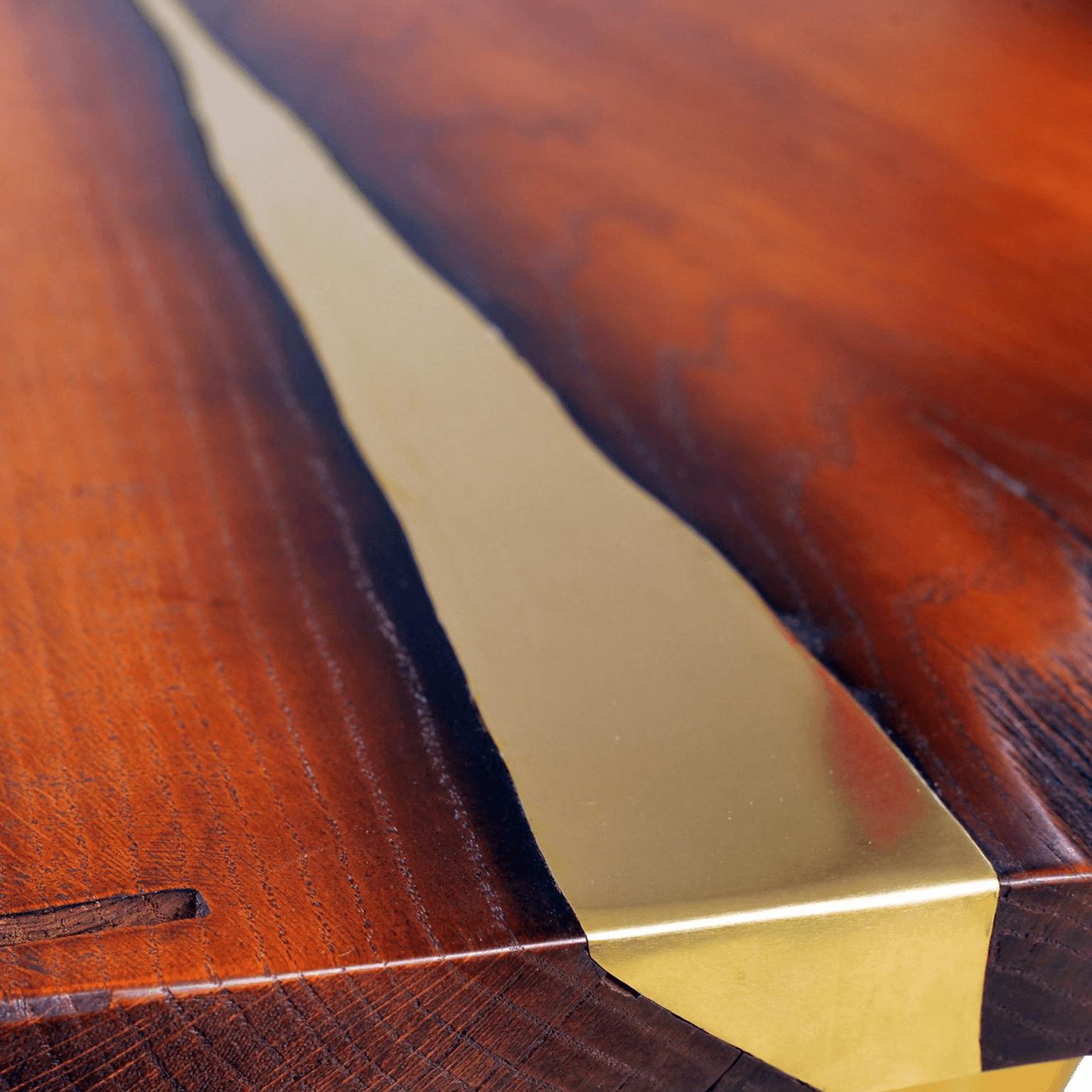 brass inlay in wood