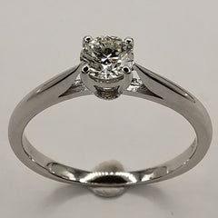 Modern Solitaire Round Brilliant Diamond Engagement Ring in 18K White Gold