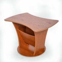 1980s Postmodern Sculptural Teak Side Table and Magazine Holder Denmark