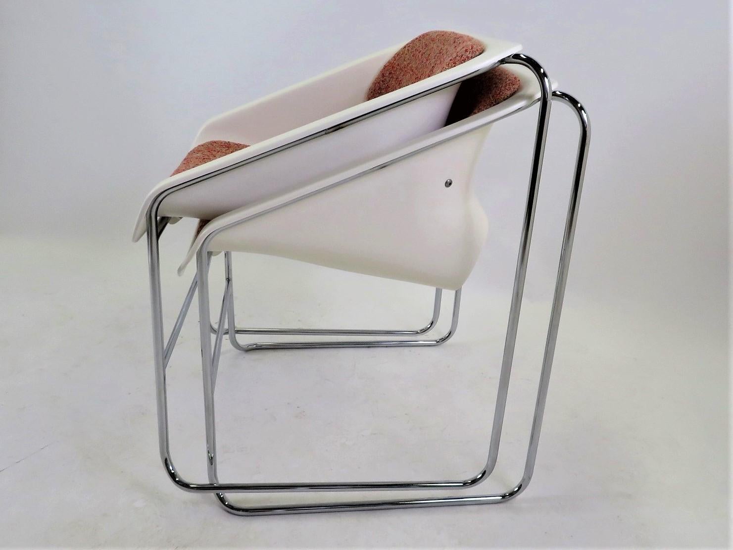 Late 20th Century Modern Space Age 2 Lotus Stackable Chairs by Paul Boulva for Artopex Canada 1976