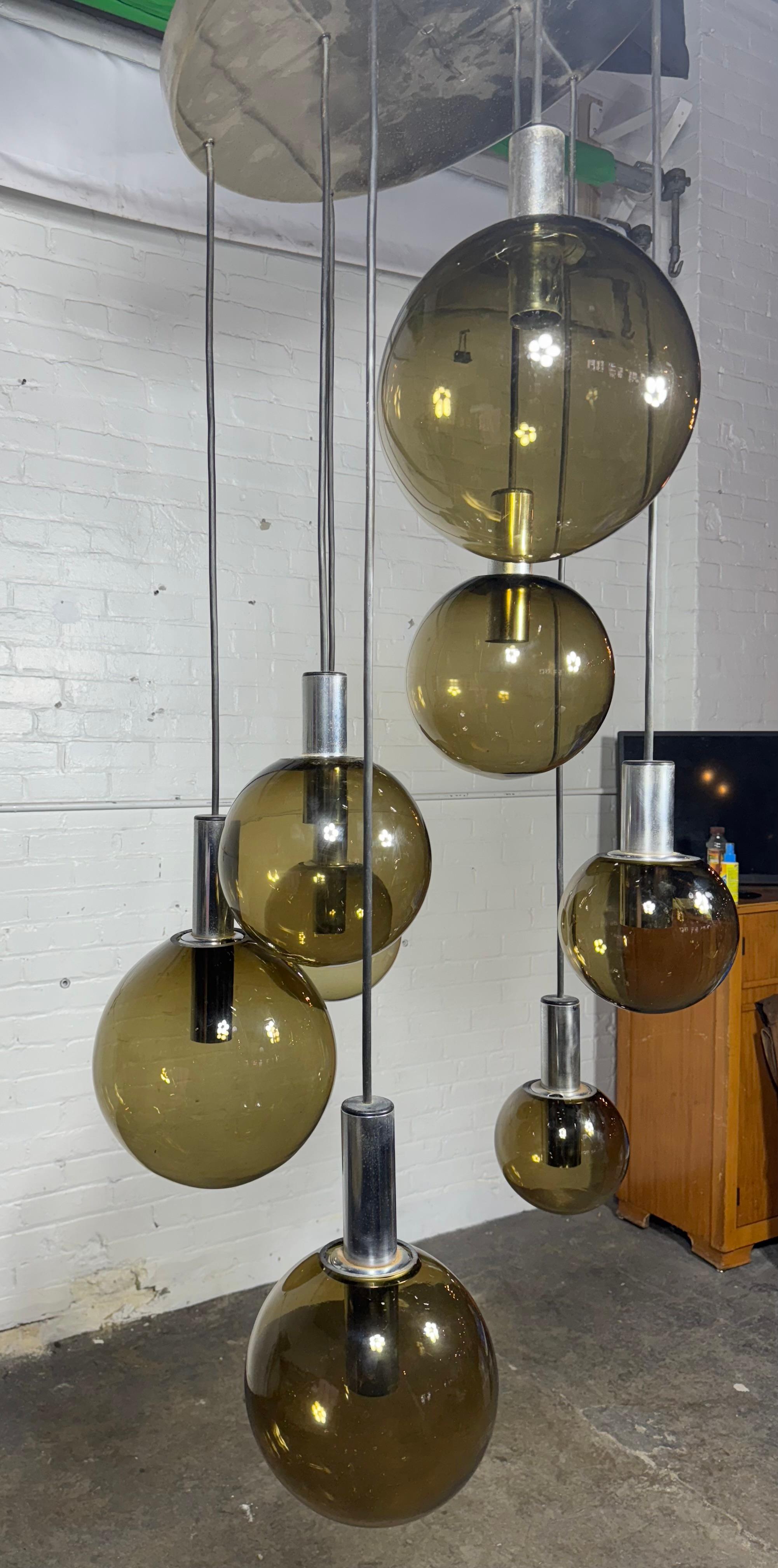 Verre brun Moderne/Ère spatiale  Lustre ou pendentif 