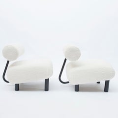 Modern Space Age Low Chairs in Boucle Fabric, 1980s