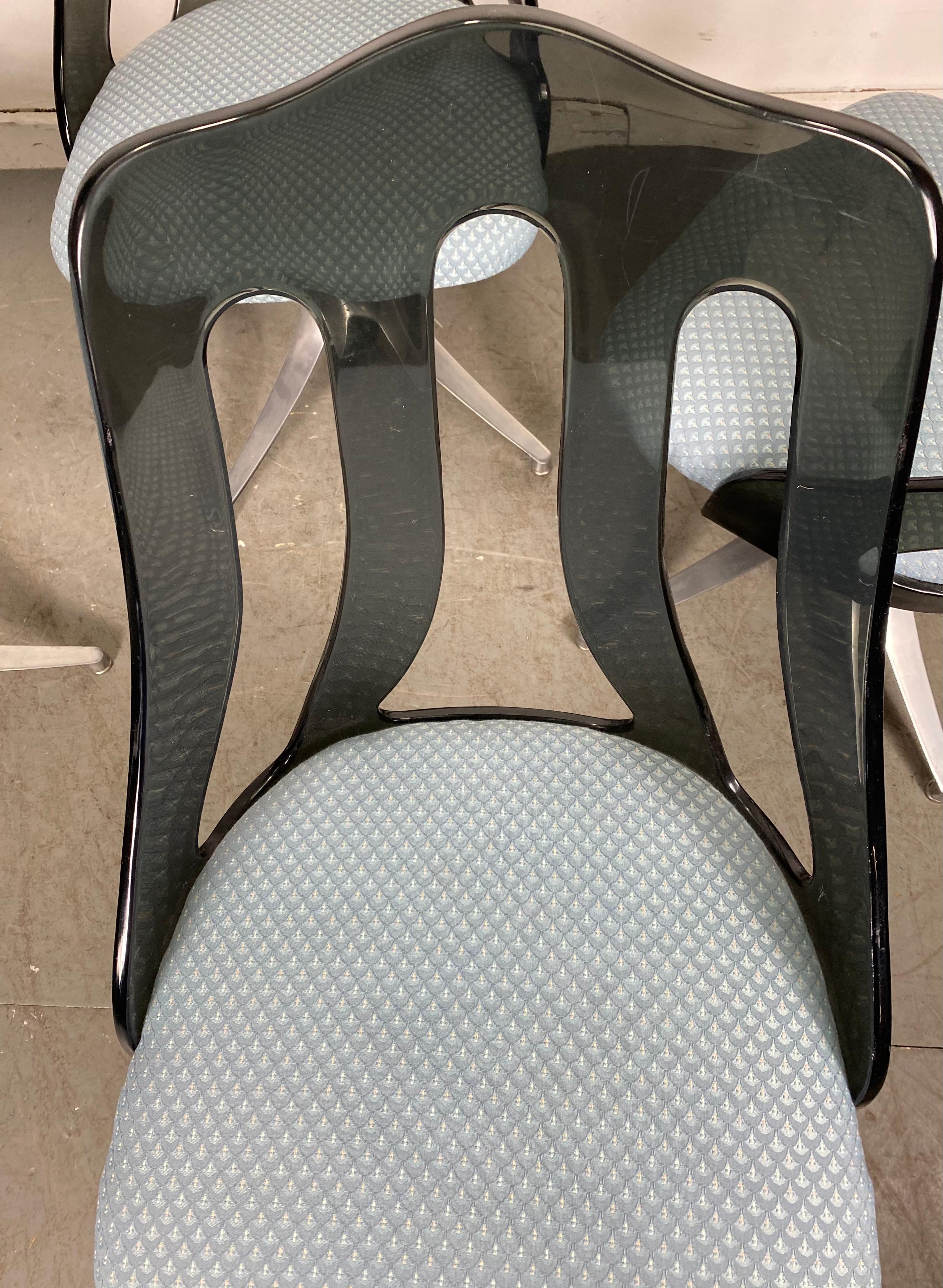 Modern Space Age Smoke Lucite and Chrome Dining Chairs by Howell / Interlake 3