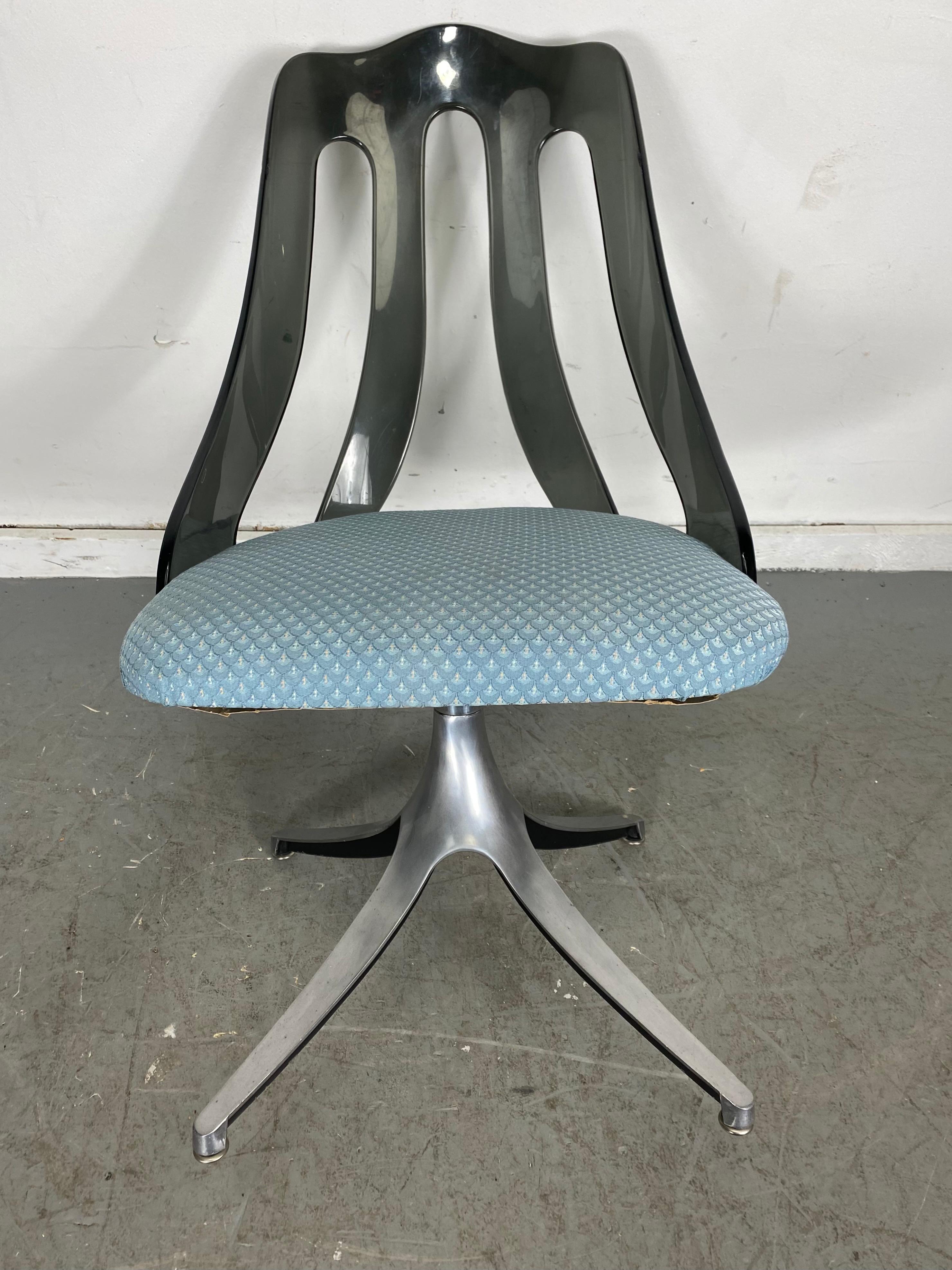 Modern Space Age Smoke Lucite and Chrome Dining Chairs by Howell / Interlake 5