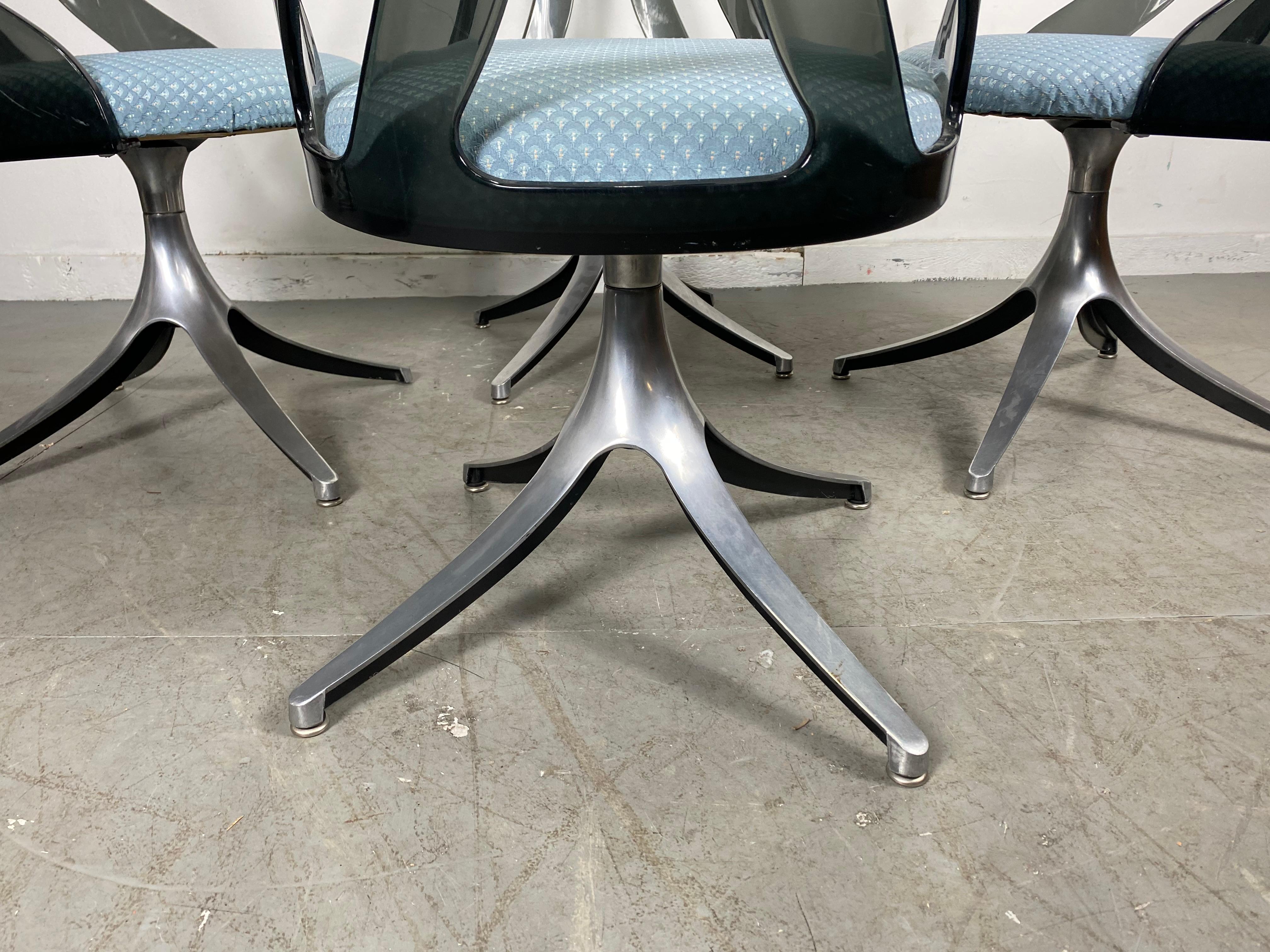 North American Modern Space Age Smoke Lucite and Chrome Dining Chairs by Howell / Interlake