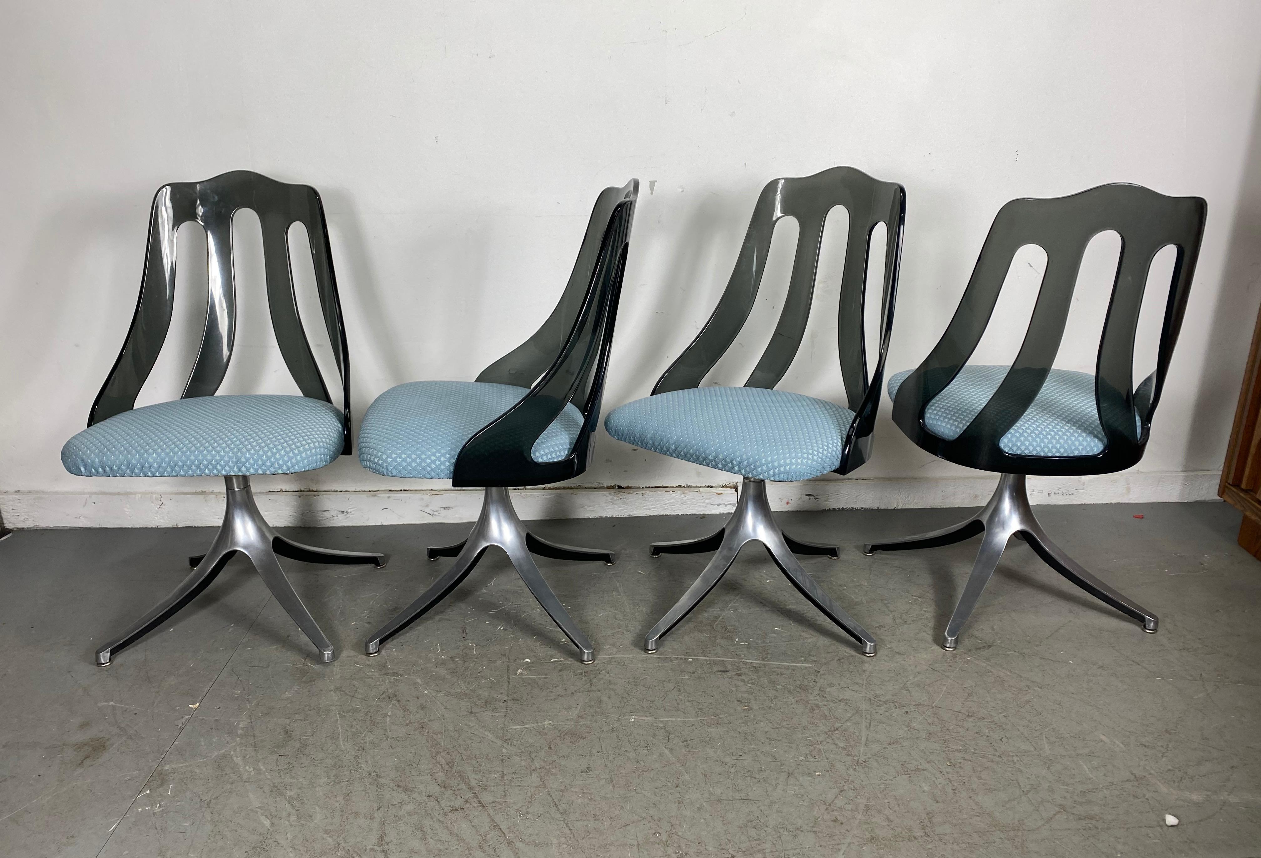 Modern Space Age Smoke Lucite and Chrome Dining Chairs by Howell / Interlake In Good Condition In Buffalo, NY