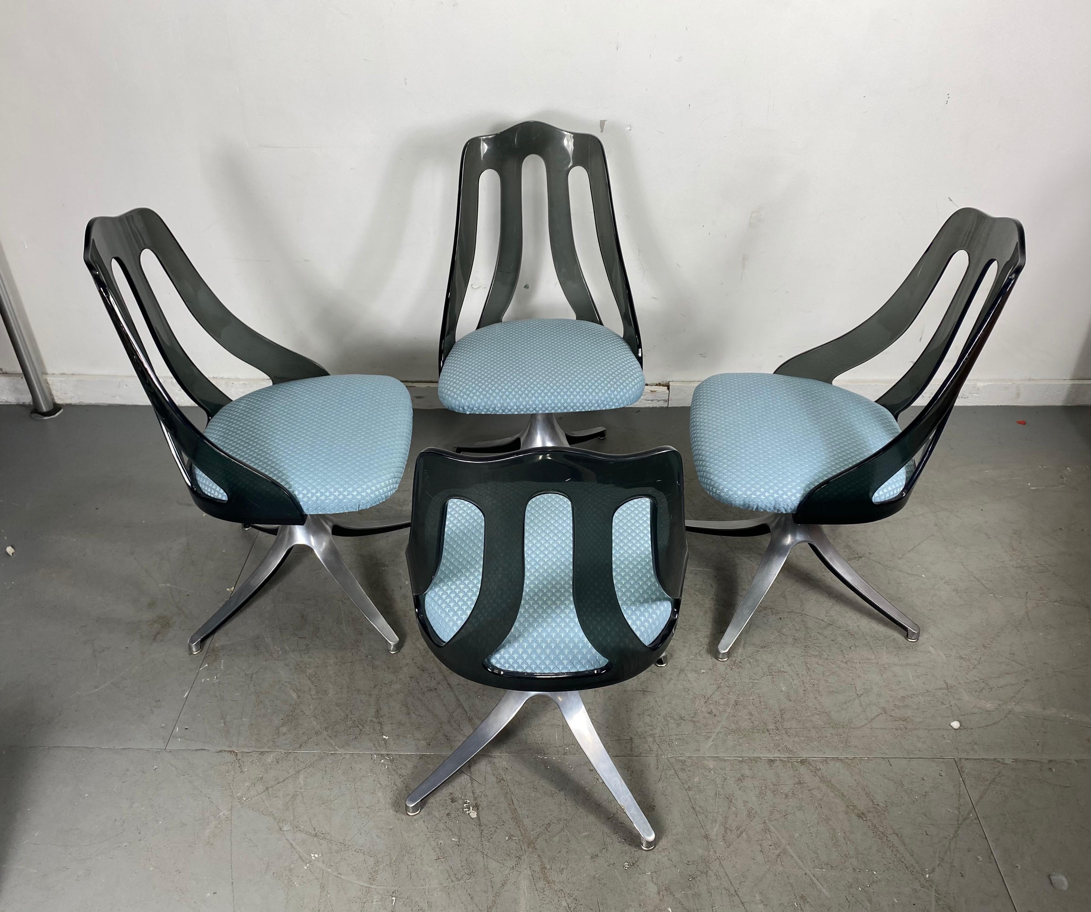 Mid-20th Century Modern Space Age Smoke Lucite and Chrome Dining Chairs by Howell / Interlake