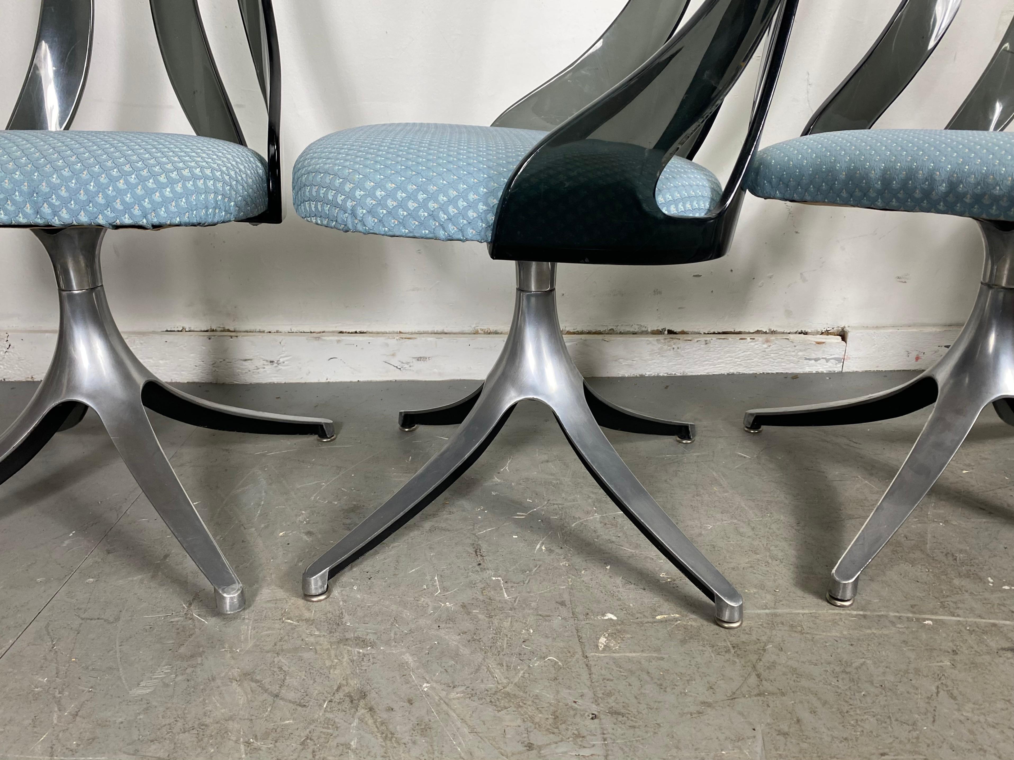 Modern Space Age Smoke Lucite and Chrome Dining Chairs by Howell / Interlake 2