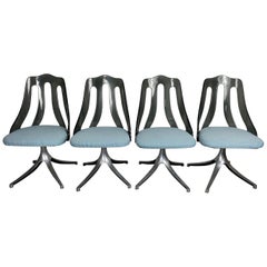 Modern Space Age Smoke Lucite and Chrome Dining Chairs by Howell / Interlake