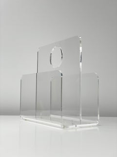 Modern Space Age styled transparent acrylic Magazine / Newspaper Rack