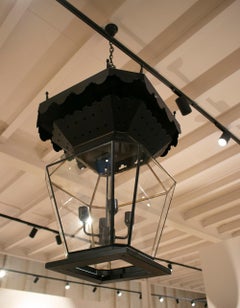 Moderne moderne spanische Hängelampe aus Schmiedeeisen im Andalusianischen Stil mit Glas