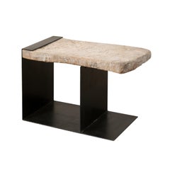 Modern Spanish Butcher Block and Iron Coffee Table