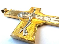 Modern Spanish Crucifix Pendant in Byzantine Style Gold plated Silver