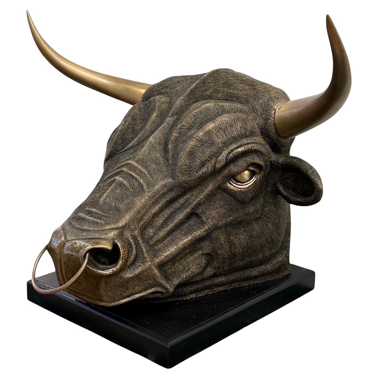 Moderne, spanische Stier-Skulptur, Heißgussbronze-Skulptur, amerikanisch, 21. Jahrhundert.