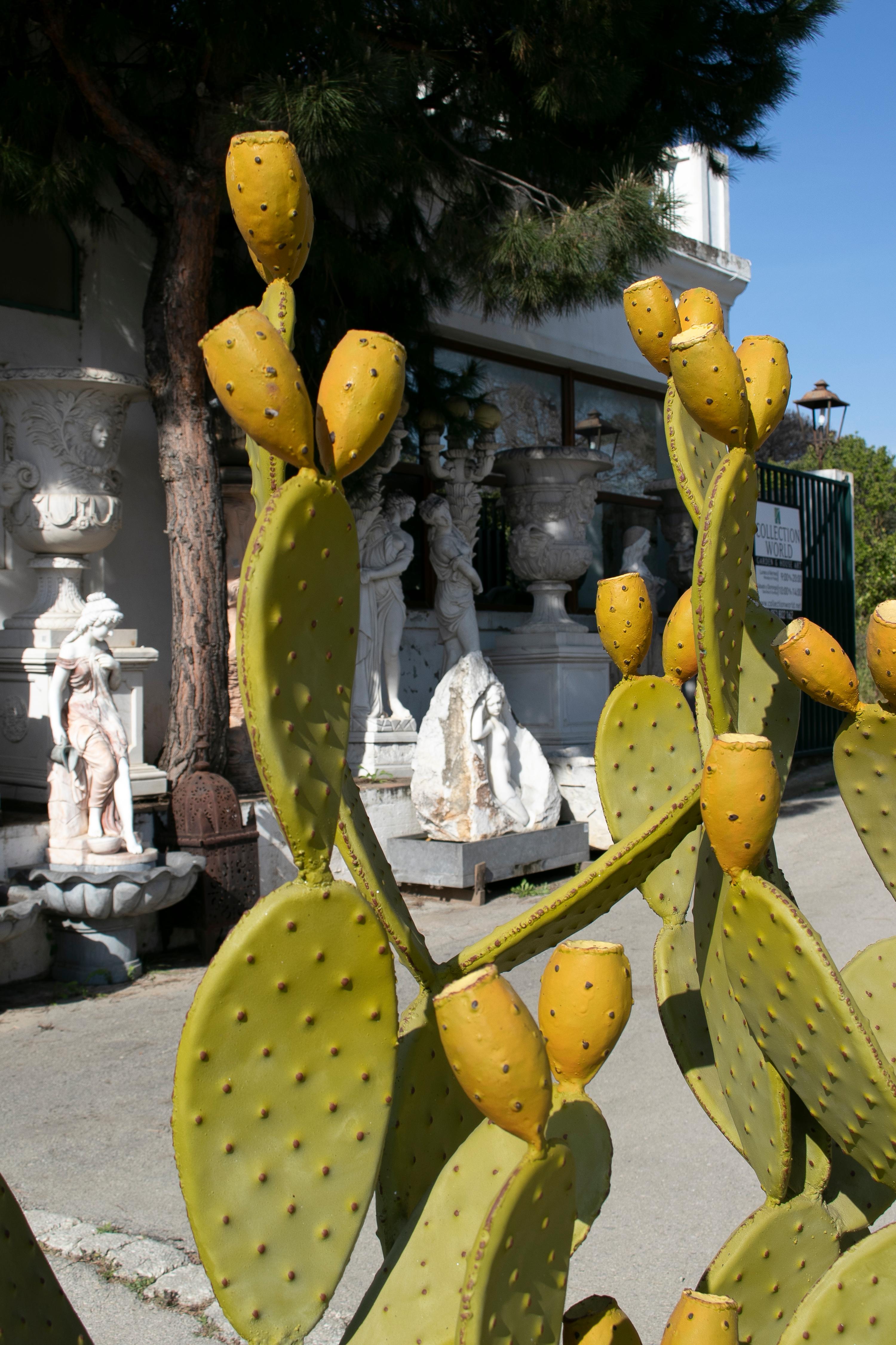 Modern Spanish Hand Painted Cactus Iron Garden Sculpture For Sale 7