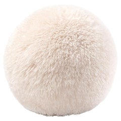 Modern Spheric Ottoman Pouf 50 cm diameter in Faux Sheepskin by NOOM