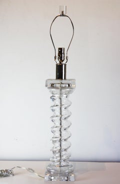 Modern Spiral Lamp in Lucite and Silver