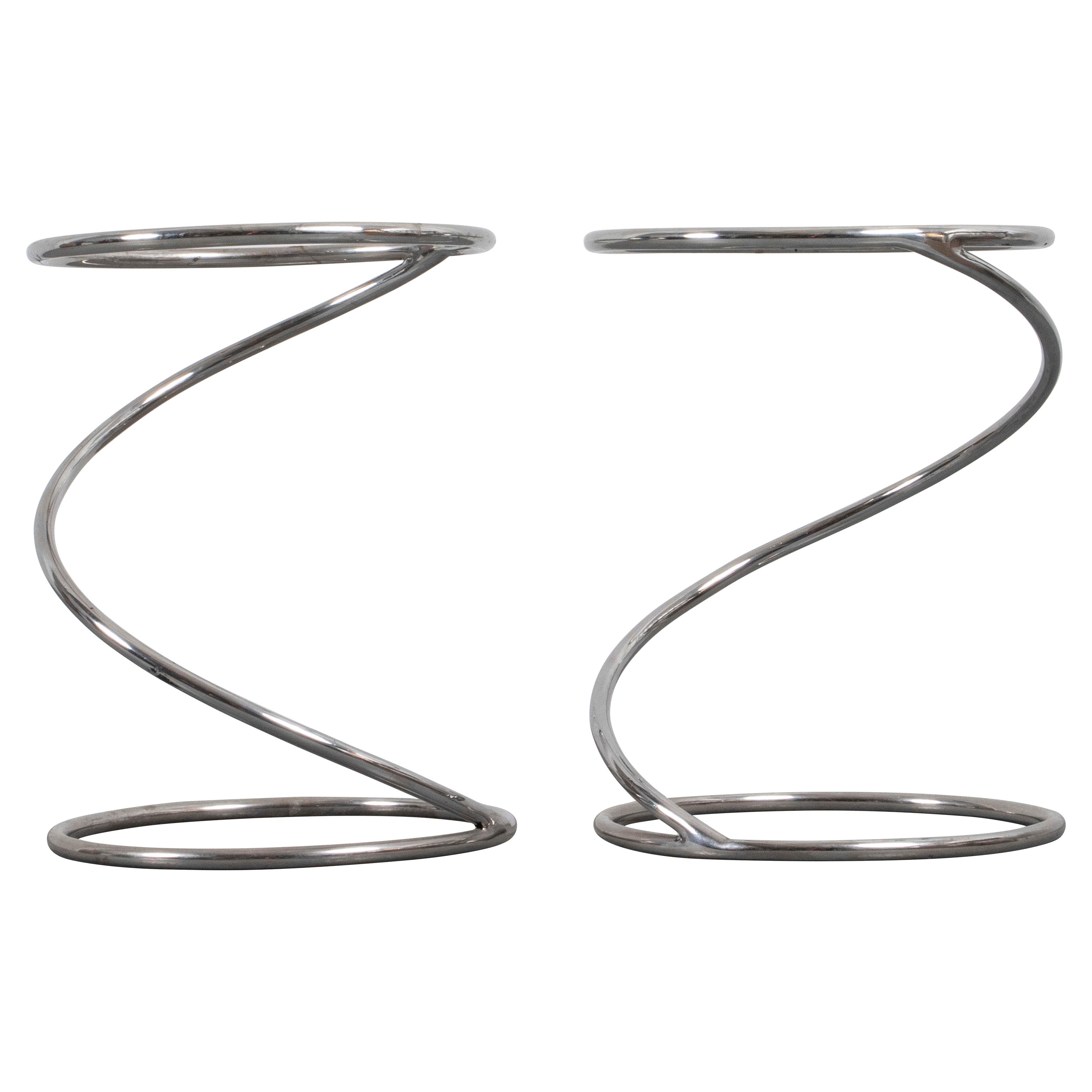 Modern Spring Side Table Bases, Pair