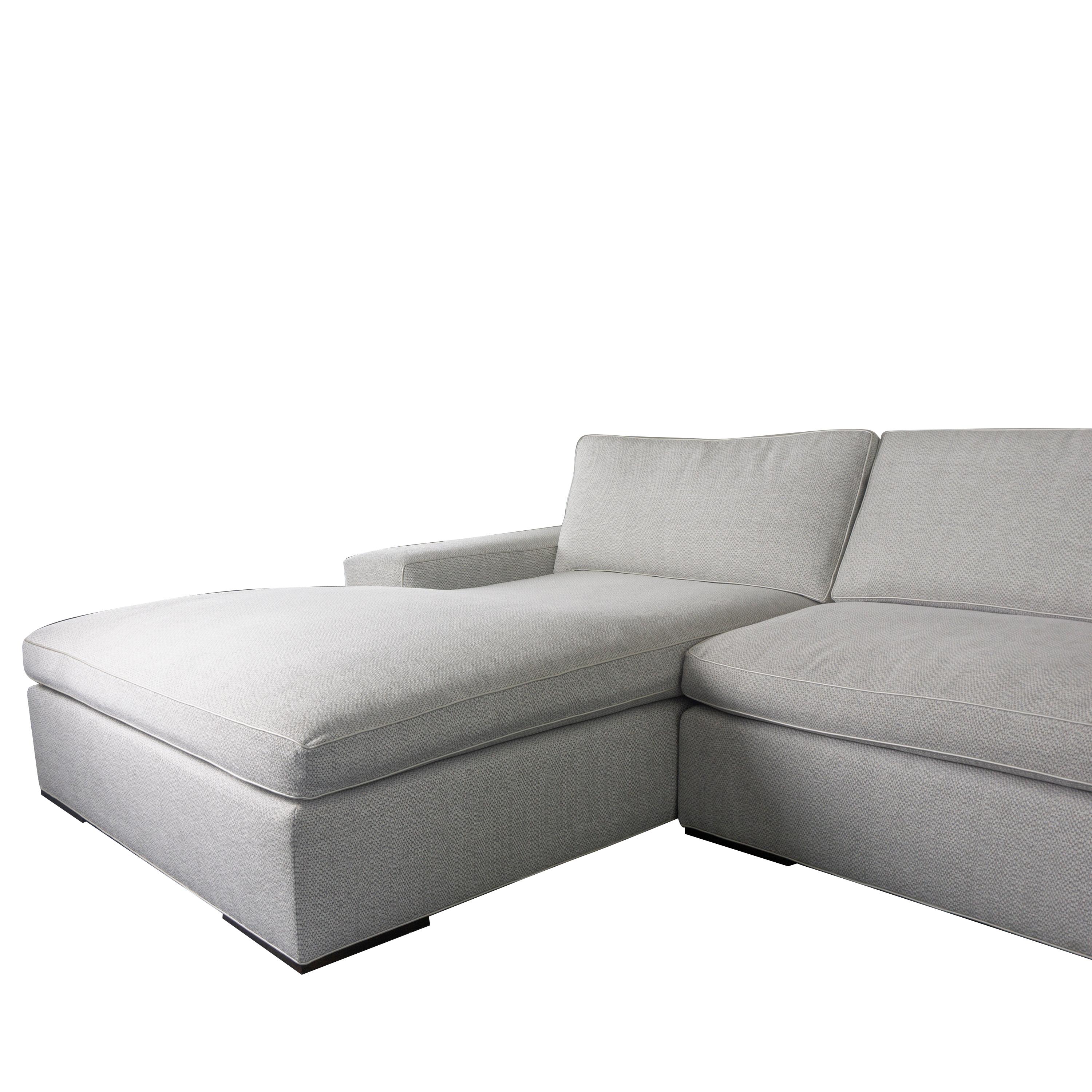 Modern Square Arm Sectional Sofa with Chaise For Sale 3