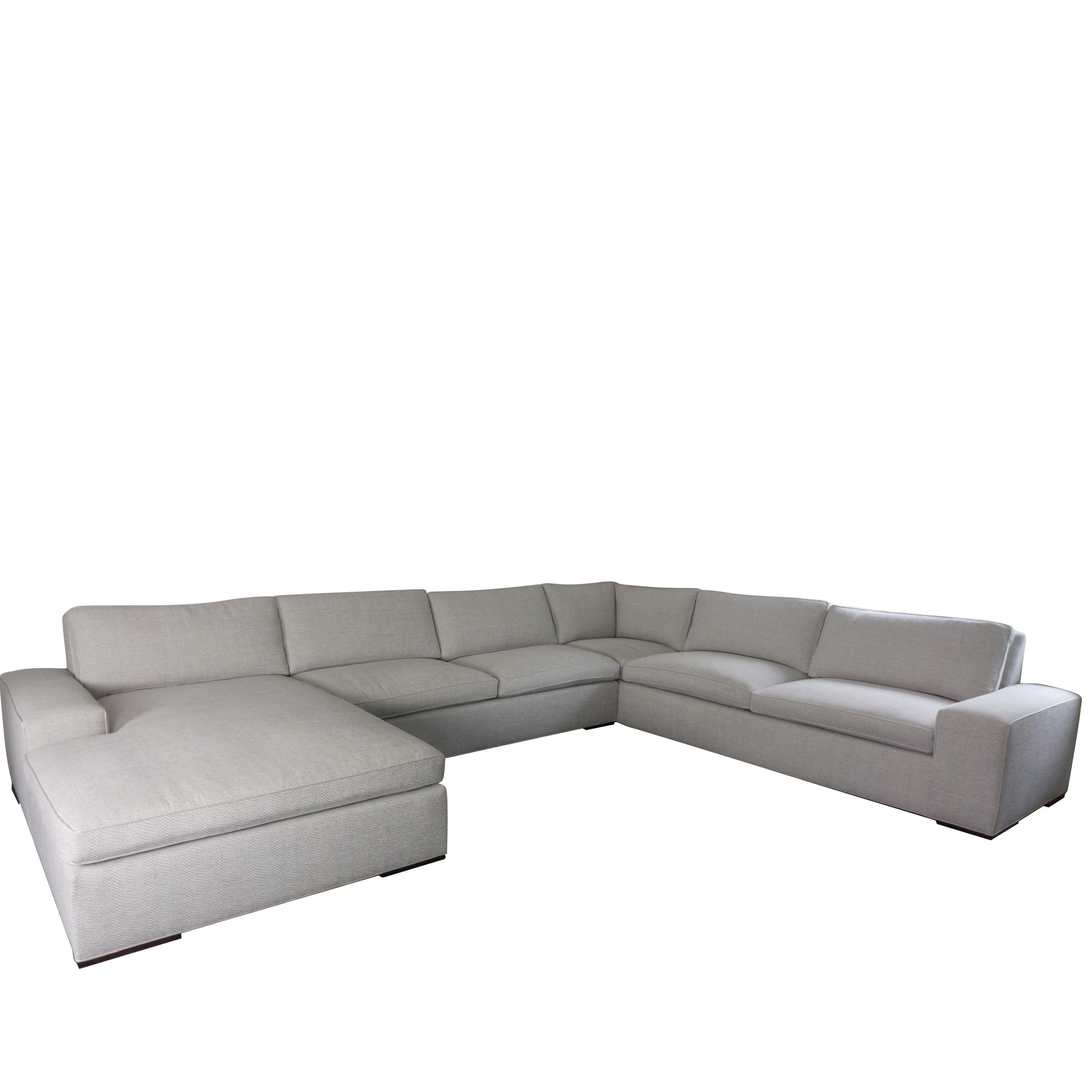 Modern Square Arm Sectional Sofa with Chaise For Sale 5