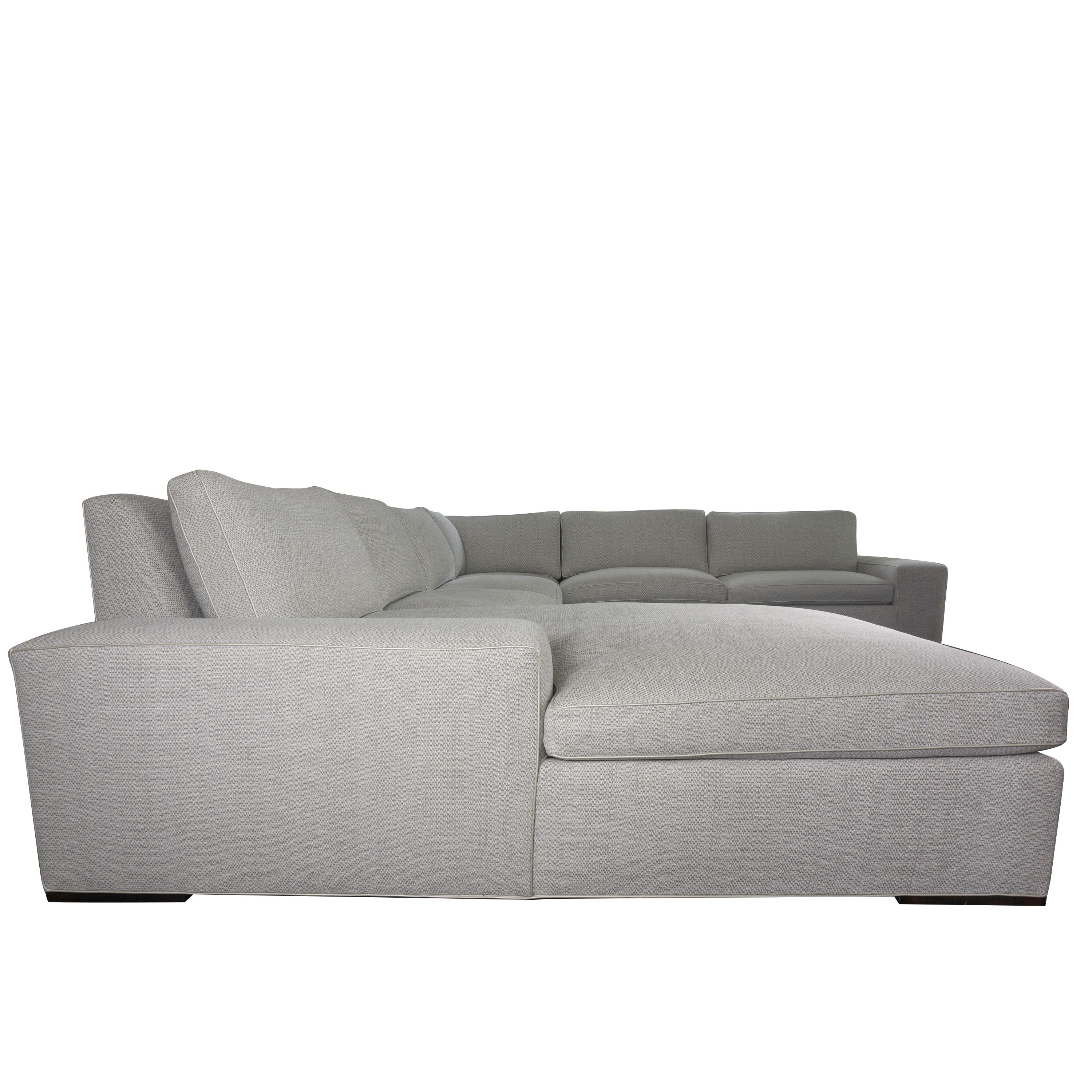 Contemporary Modern Square Arm Sectional Sofa with Chaise For Sale