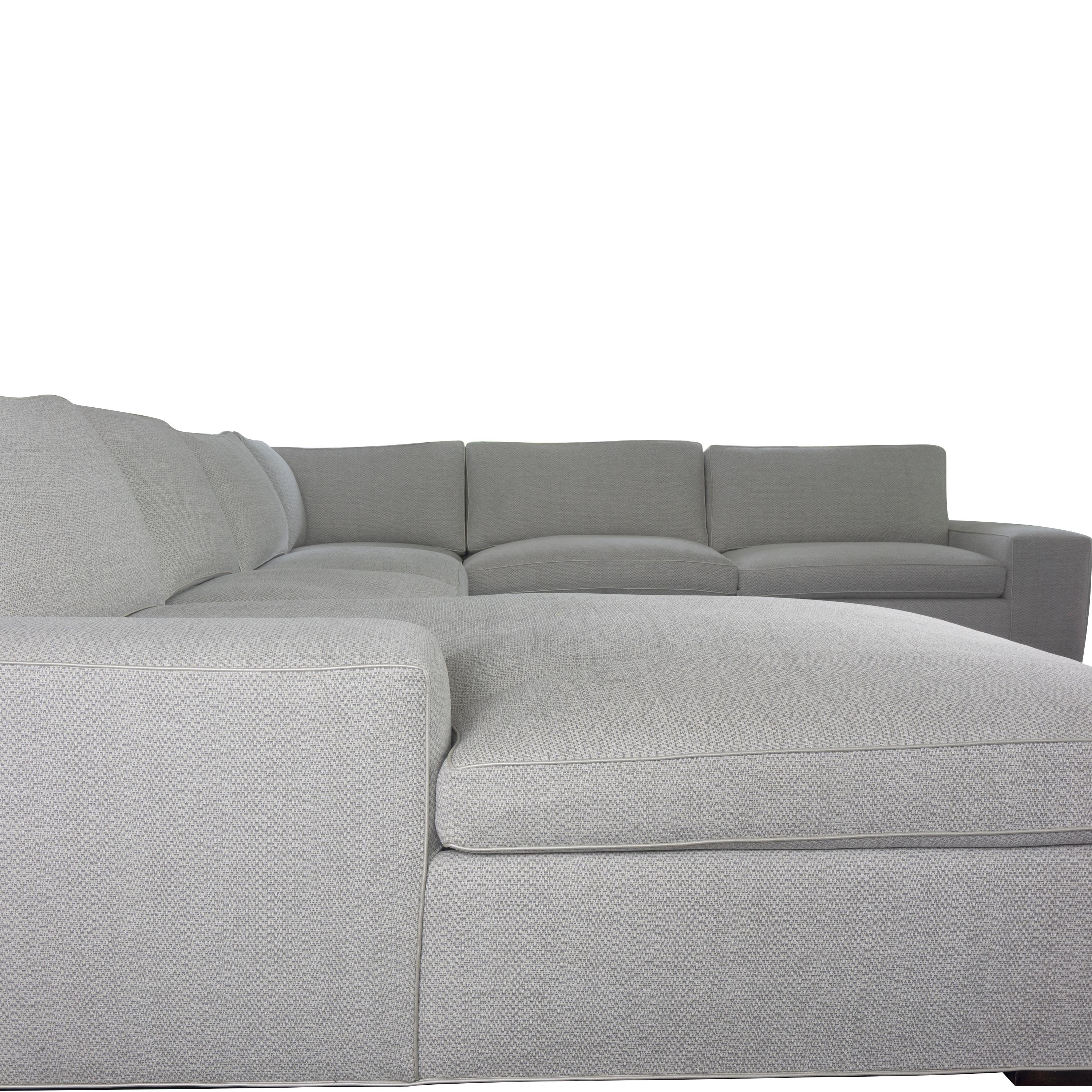 Fabric Modern Square Arm Sectional Sofa with Chaise For Sale