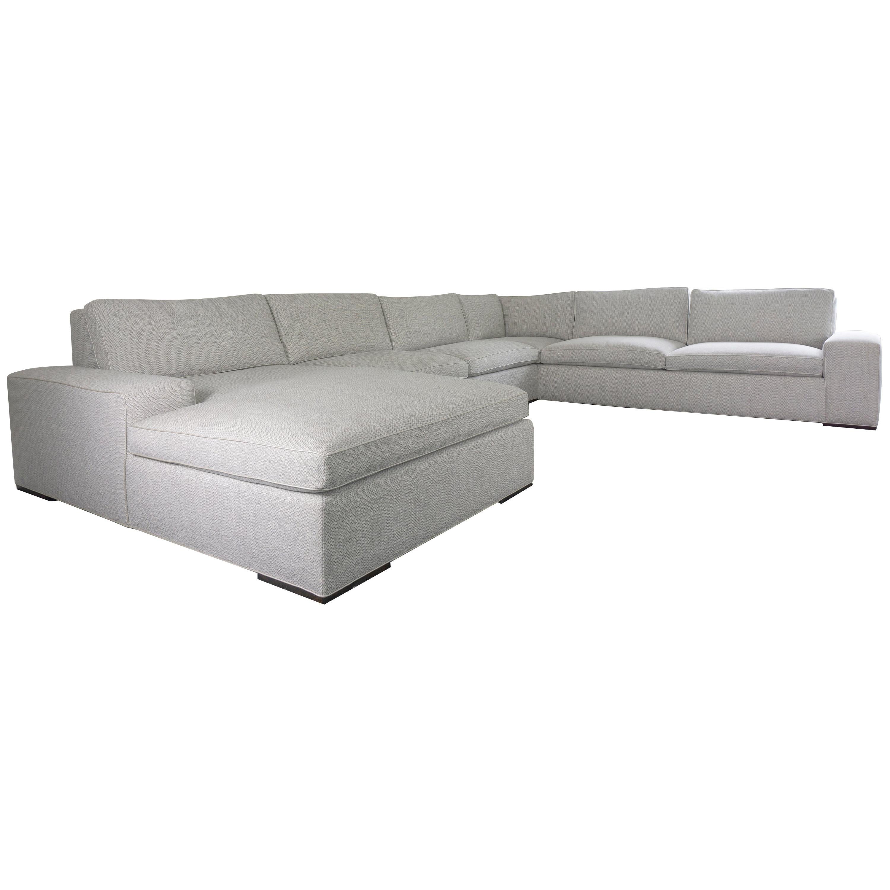 Modern Square Arm Sectional Sofa with Chaise For Sale