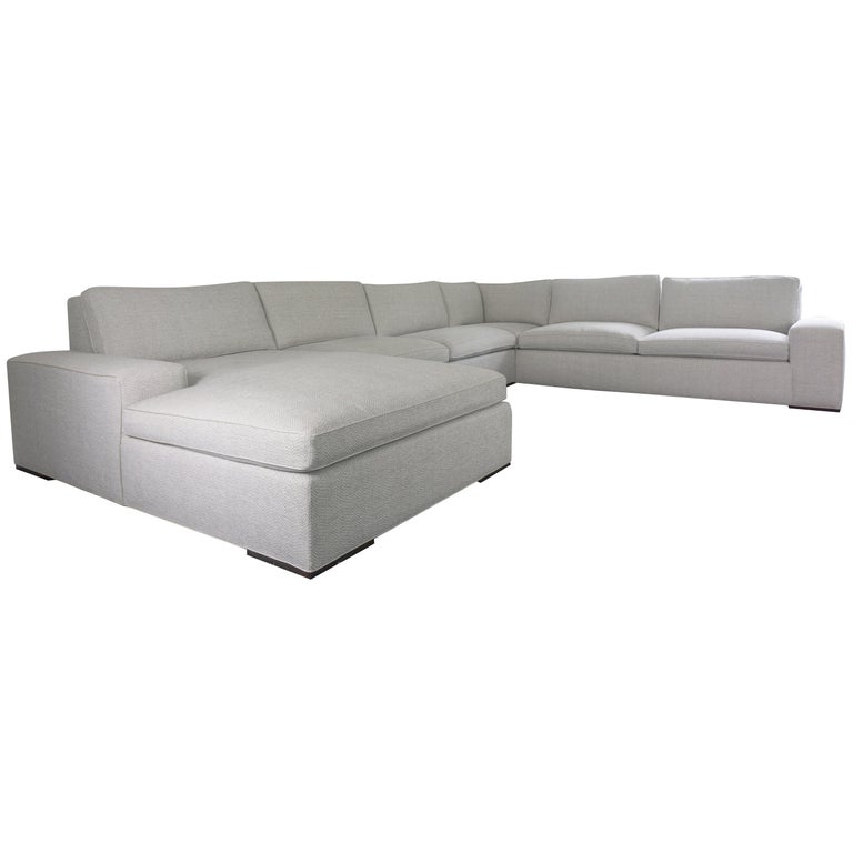 Modern Square Arm Sectional Sofa with Chaise For Sale at 1stDibs