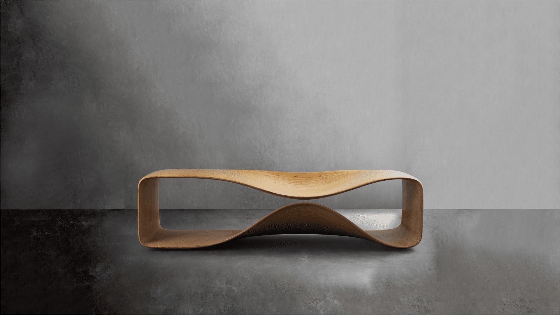Italian Modern Square Bench Birch Plywood Handmade Dilmos Unique For Sale