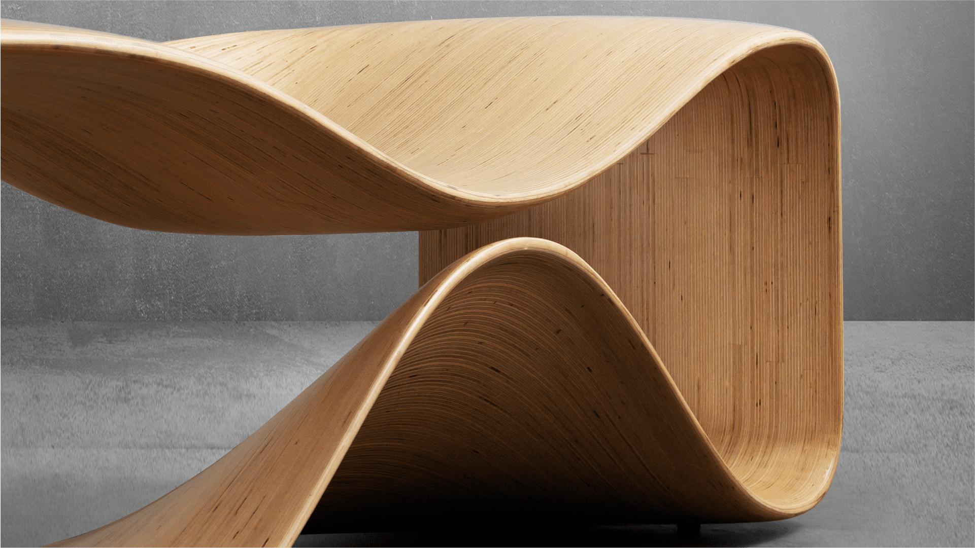 Modern Square Bench Birch Plywood Handmade Dilmos Unique In New Condition For Sale In Milan, IT