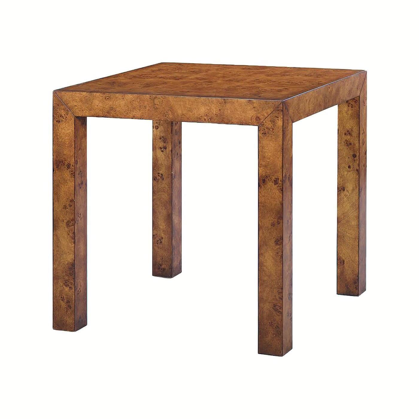 Vietnamese Modern Square Burl End Table For Sale