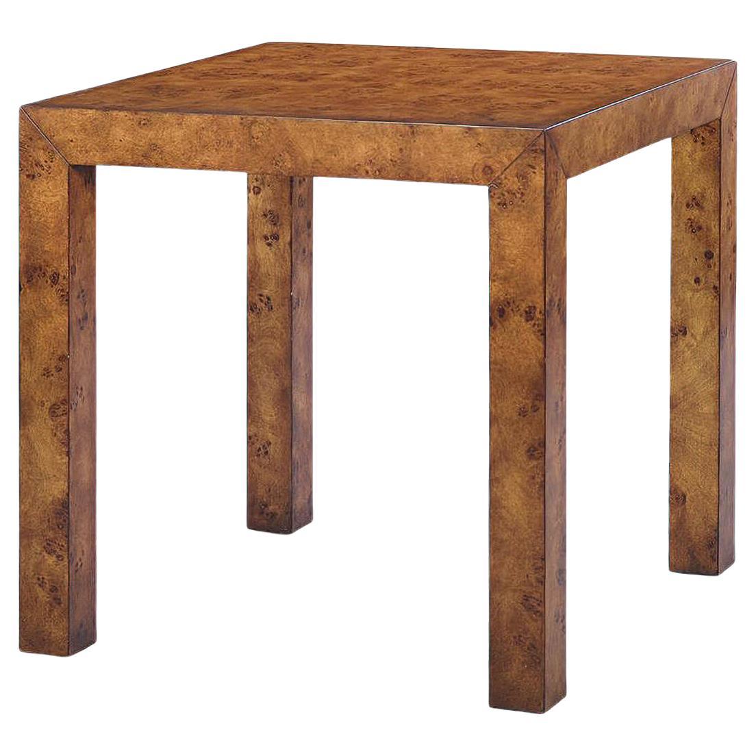 Modern Square Burl End Table For Sale