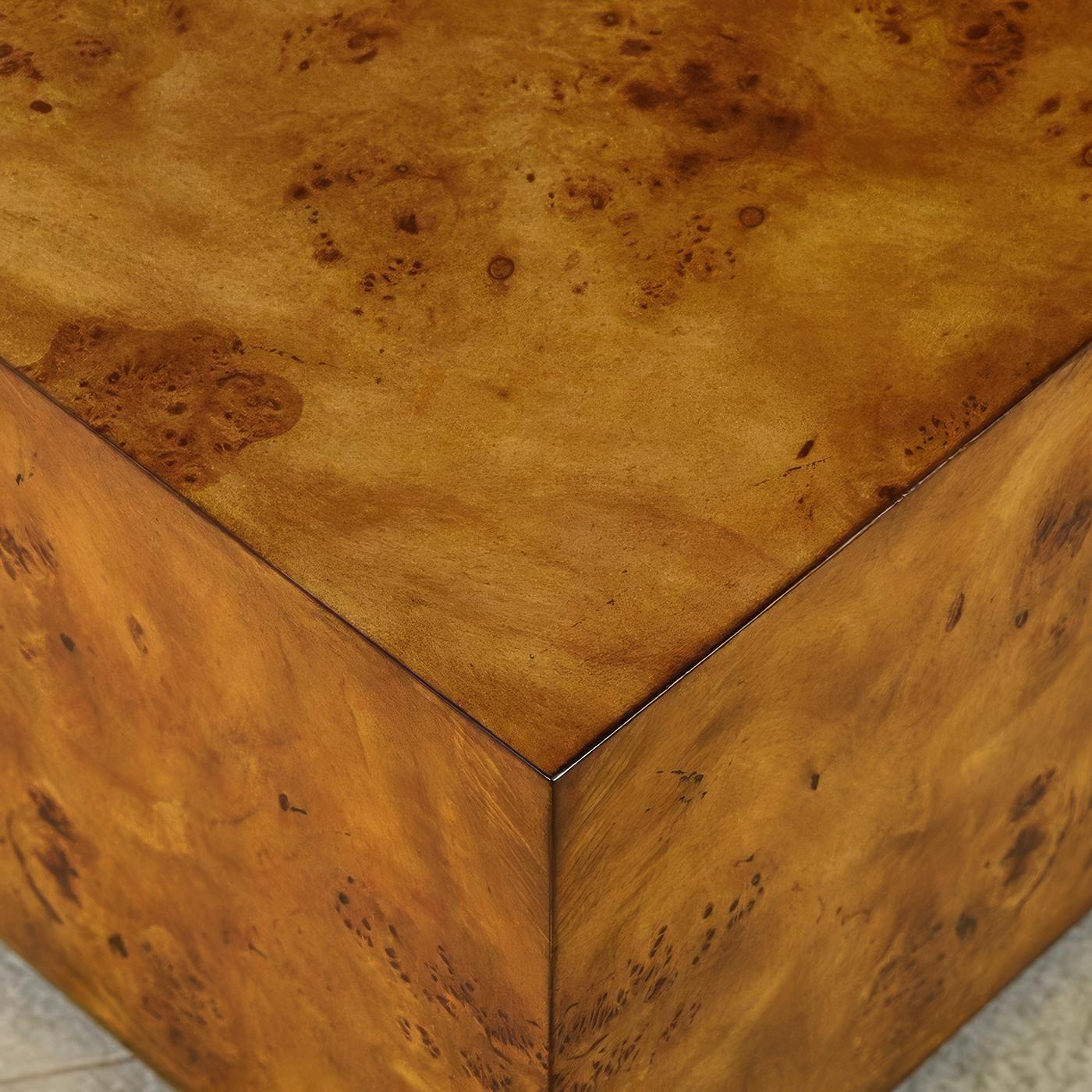 Mid-Century Modern Table basse moderne carrée en bois de ronce en vente