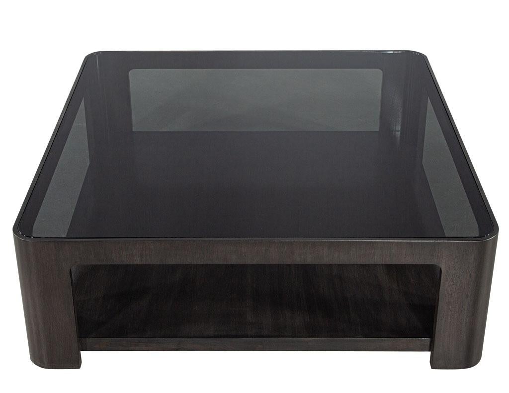 American Modern Square Coffee Table with Smoked Glass by Baker Furniture