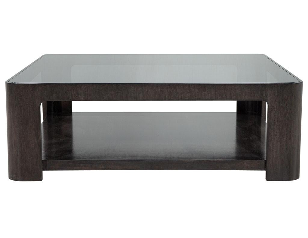 Modern Square Coffee Table with Smoked Glass by Baker Furniture In New Condition In North York, ON