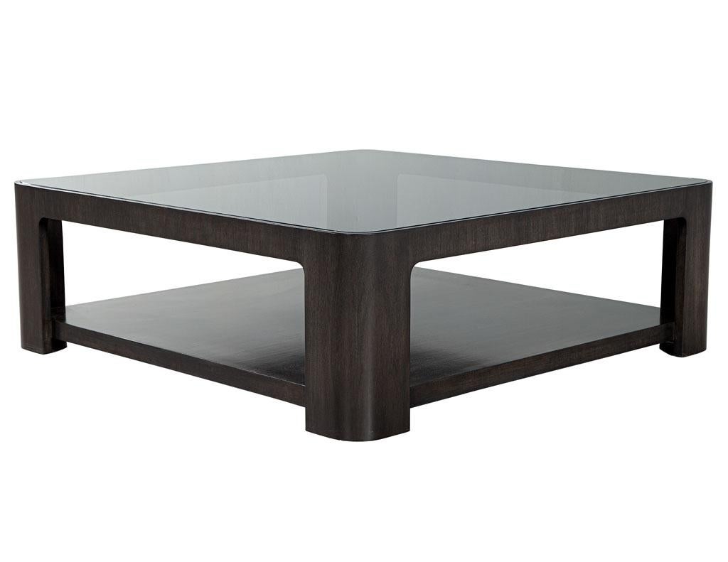 Modern Square Coffee Table with Smoked Glass by Baker Furniture 1