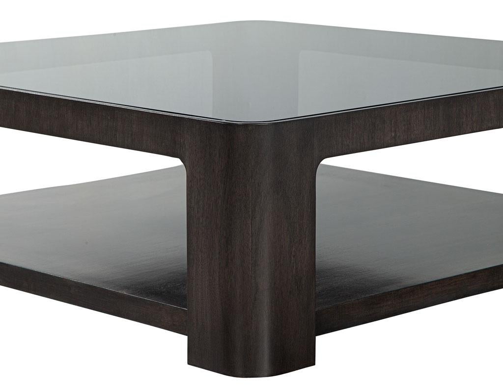 Modern Square Coffee Table with Smoked Glass by Baker Furniture 2