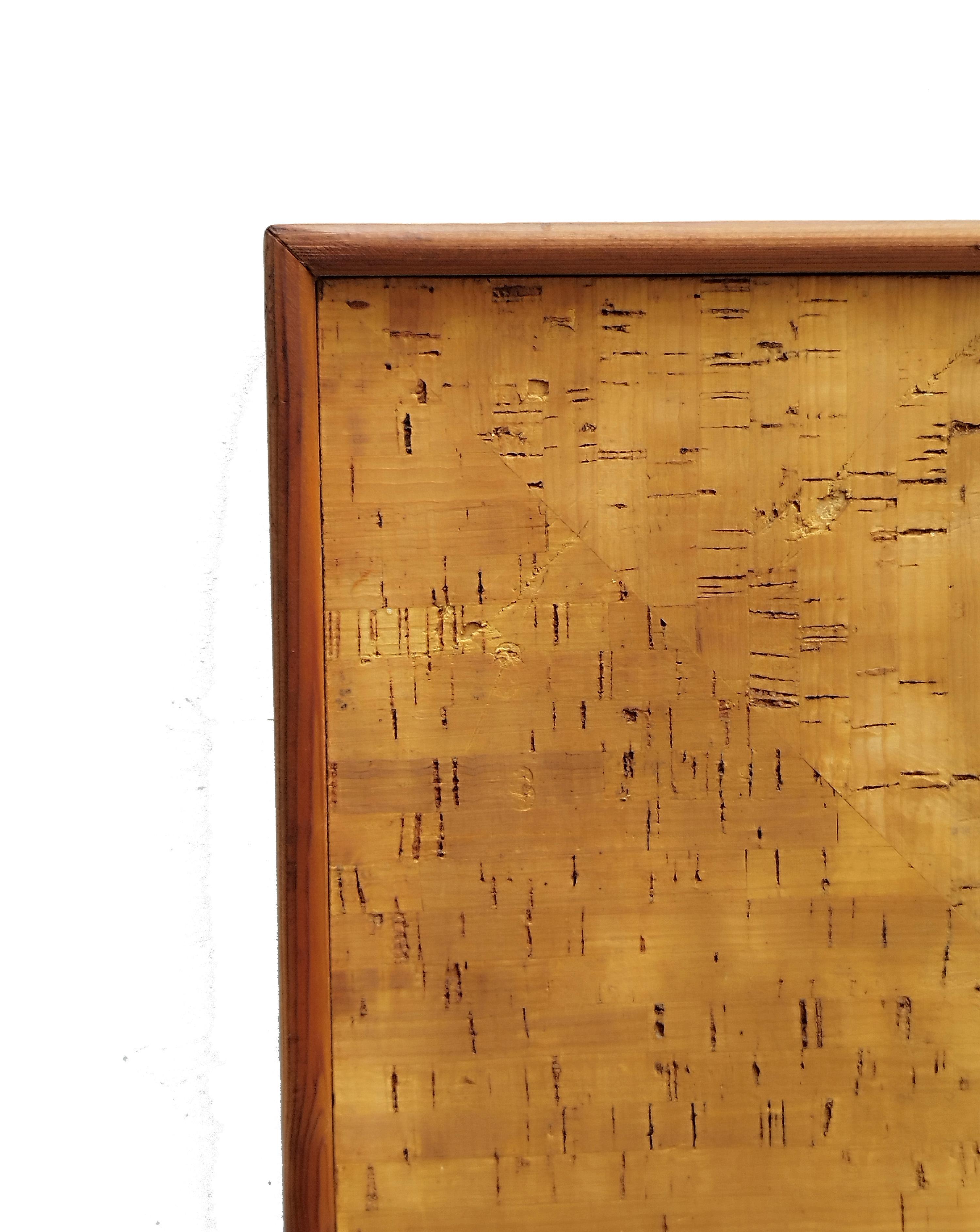 Late 20th Century Modern Square Cork Wall Mirror, Italy 1970s For Sale