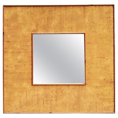 Miroir mural carré moderne en liège, Italie, années 1970