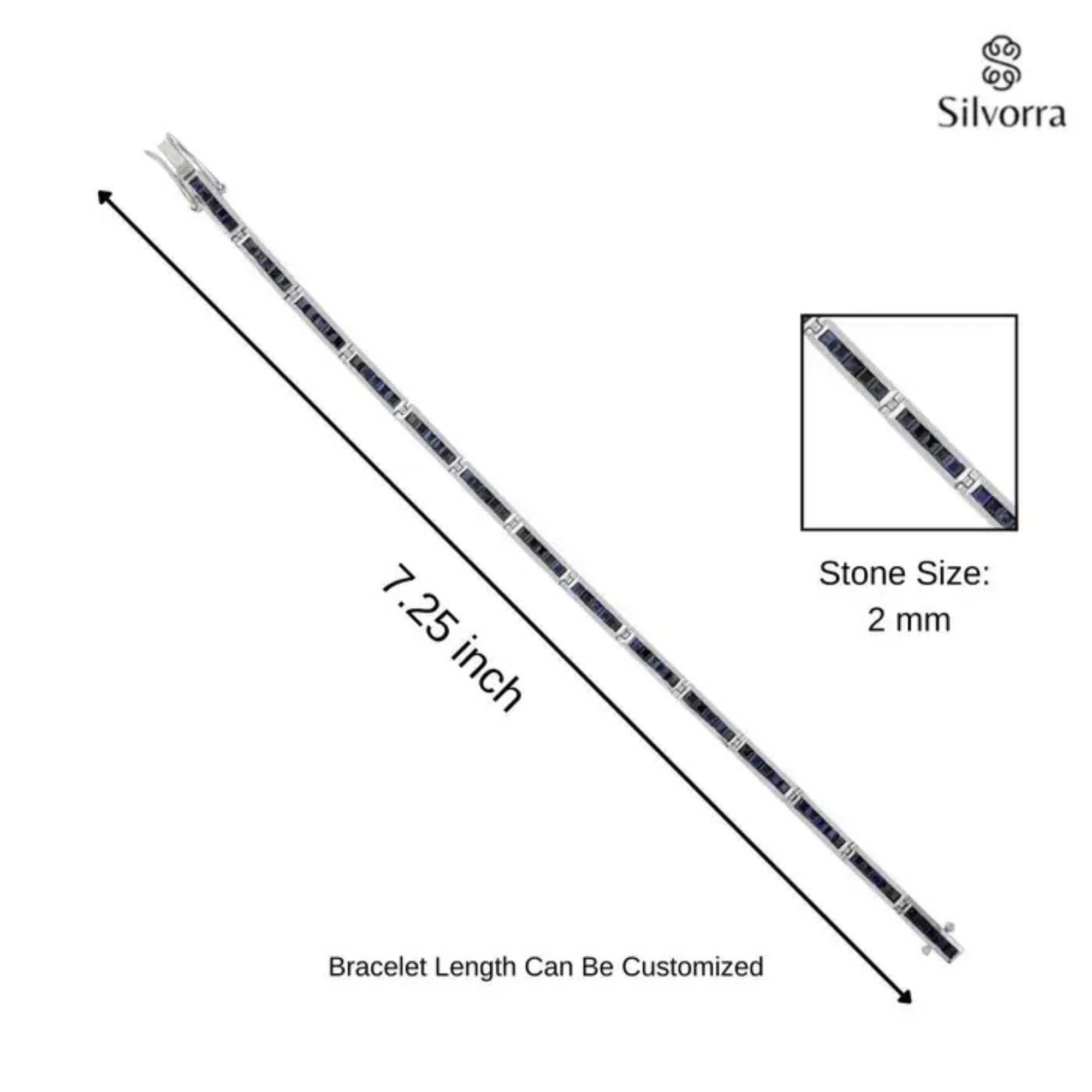 Bracciale da tennis moderno in argento 925 con zaffiro blu da 10,2 carati, regalo per la moglie in vendita 4