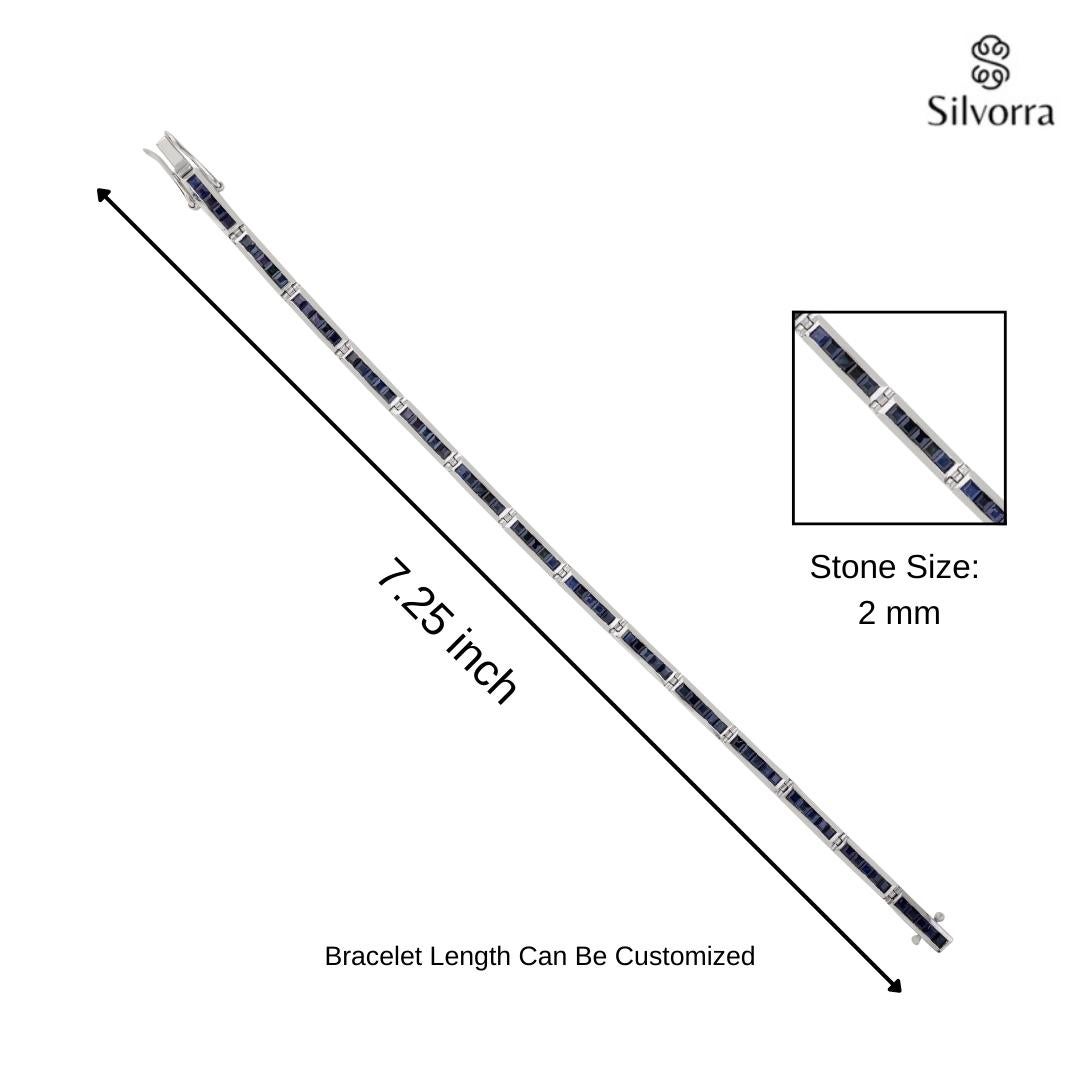 Modernes Square Cut 10.2 Ct Blauer Saphir 925 Silber Tennisarmband Geschenk für Ehefrau für Damen oder Herren im Angebot