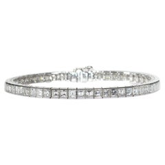 Modernes modernes Tennisarmband aus Platin mit quadratischem Diamantschliff, 11,16 Karat