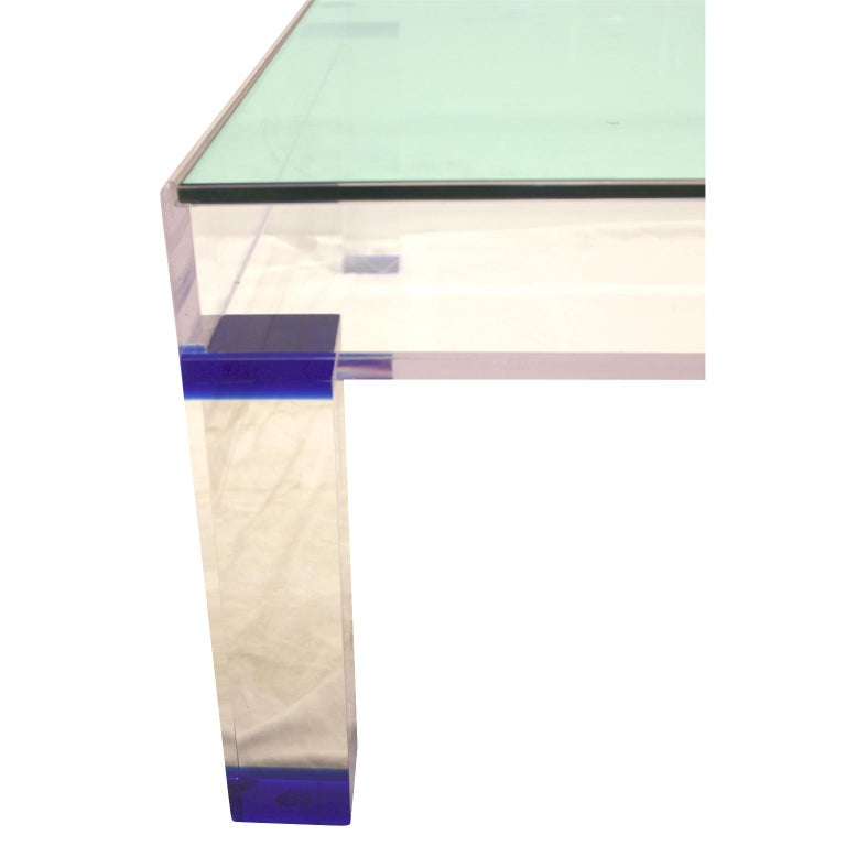 Modern Square Display Coffee Table Made from Lucite and Glass with