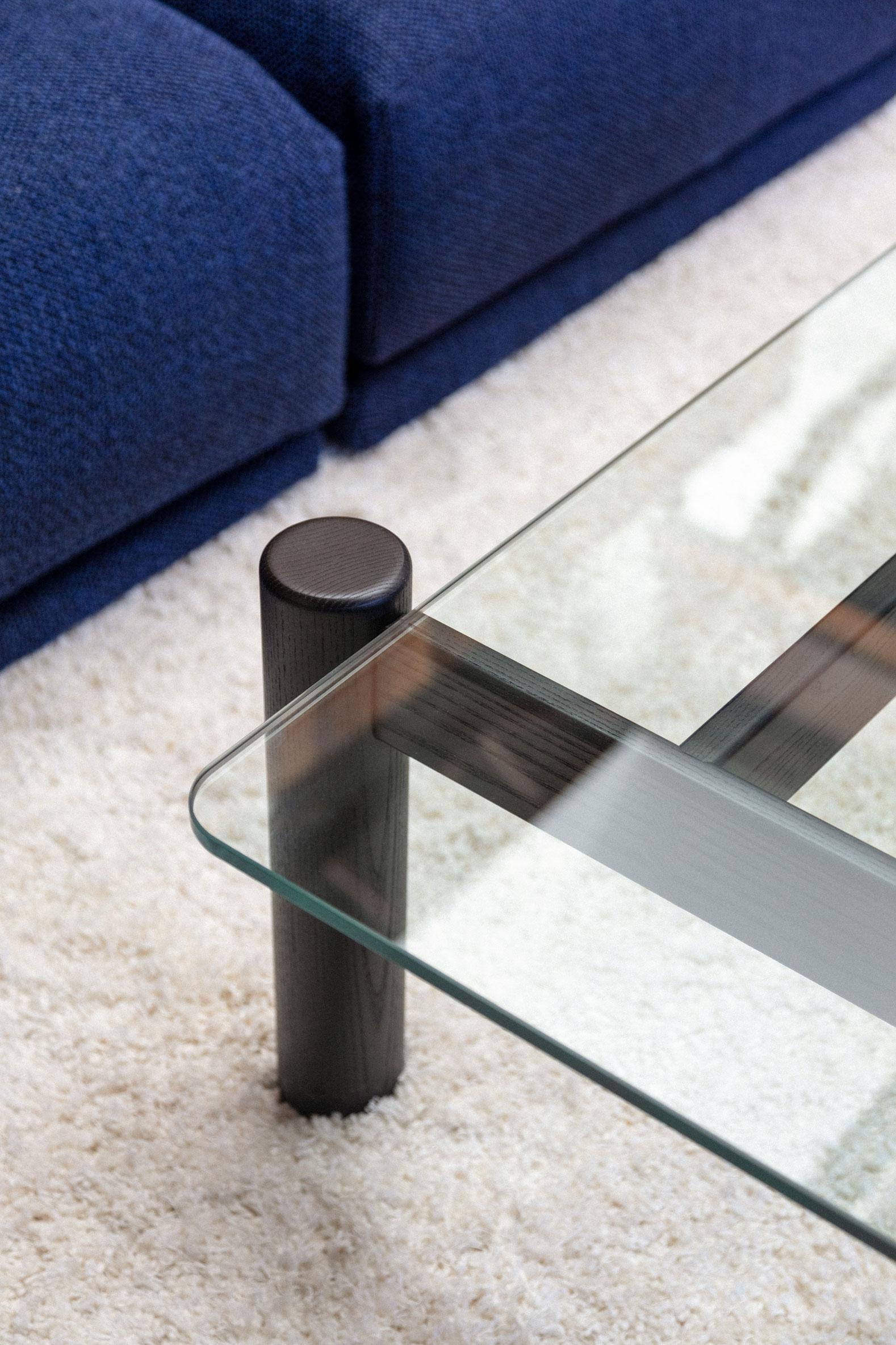 Contemporary Modern Square Glass Coffee Table For Sale